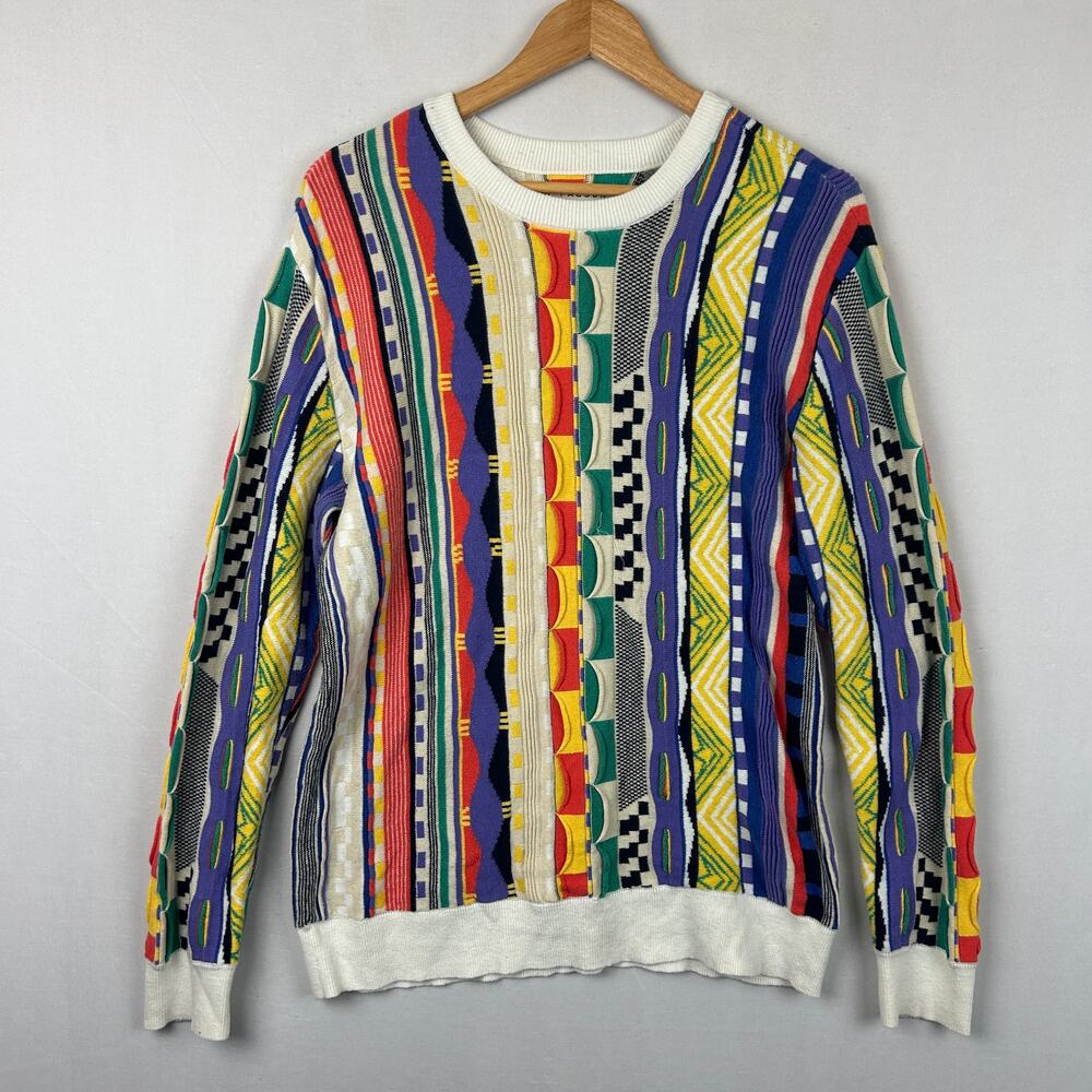 PacSun 3D Knit Coogi-Style Sweater Long Sleeve Multicolor Men's Size S